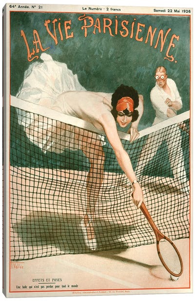 1924 La Vie Parisienne Magazine Cover Canvas Art Print - Tennis Art