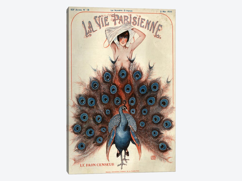1925 La Vie Parisienne Magazine Cover by Georges Leonnec 1-piece Canvas Print
