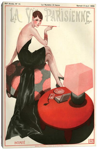 1926 La Vie Parisienne Magazine Cover Canvas Art Print - Historical Fashion Art