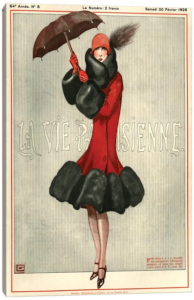 1926 La Vie Parisienne Magazine Cover Canvas Art Print - Historical Fashion Art