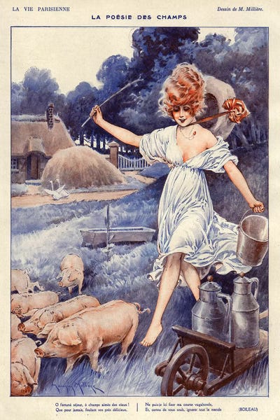 Pigs: 1919 La Vie Parisienne III Plate by Maurice Milliere