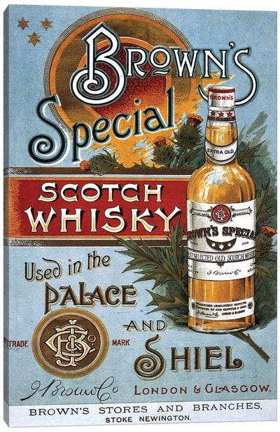 1890s Brown's Special Whisky Advert Canvas Art Print - Liquor Art