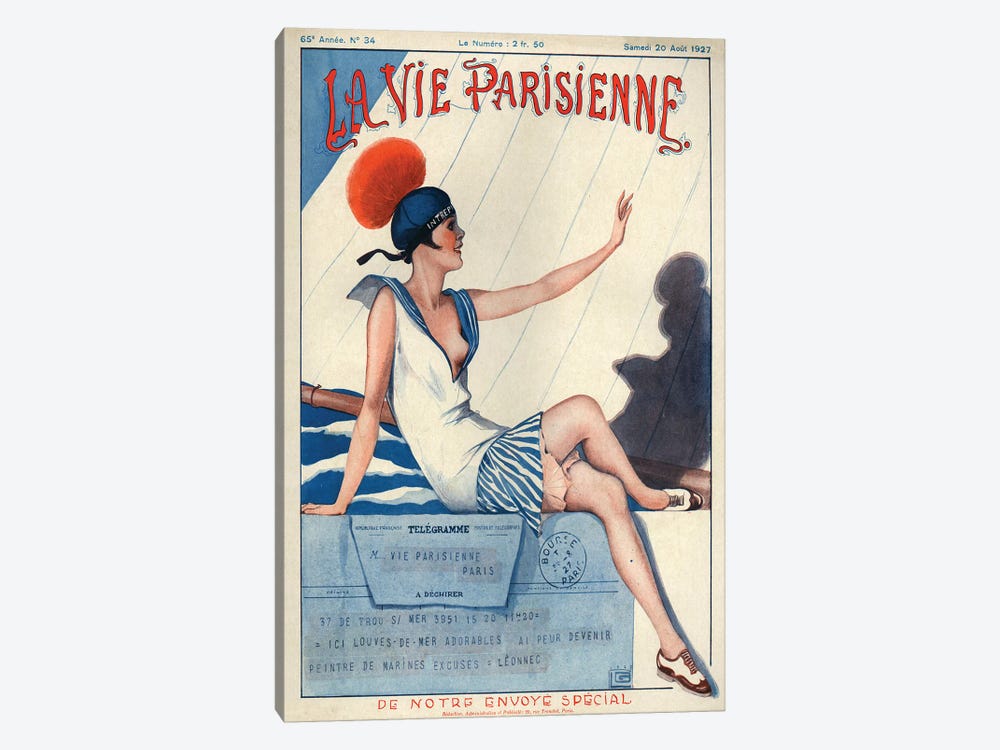 1927 La Vie Parisienne Magazine Cover by Georges Leonnec 1-piece Canvas Art Print