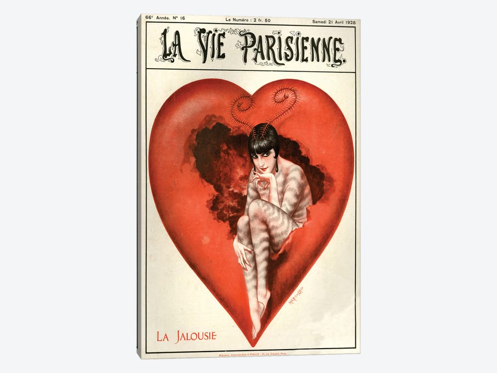 1928 La Vie Parisienne Magazine Cover by Cheri Herouard 1-piece Canvas Wall Art
