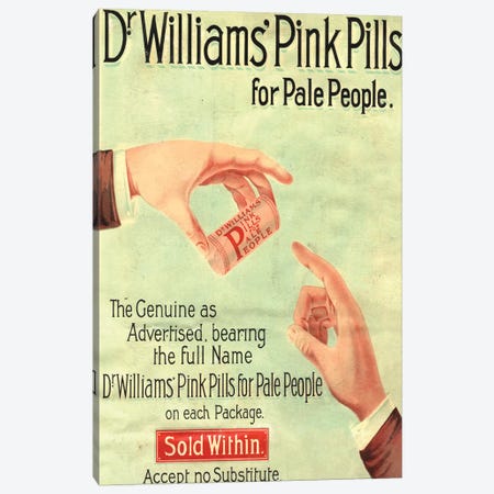 1890s Dr Williams Pink Pills Magazine Advert Canvas Print #TAA210} by The Advertising Archives Canvas Wall Art