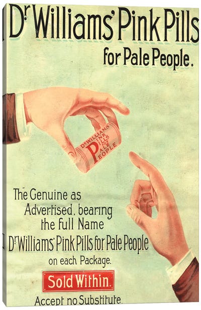 1890s Dr Williams Pink Pills Magazine Advert Canvas Art Print - The Advertising Archives
