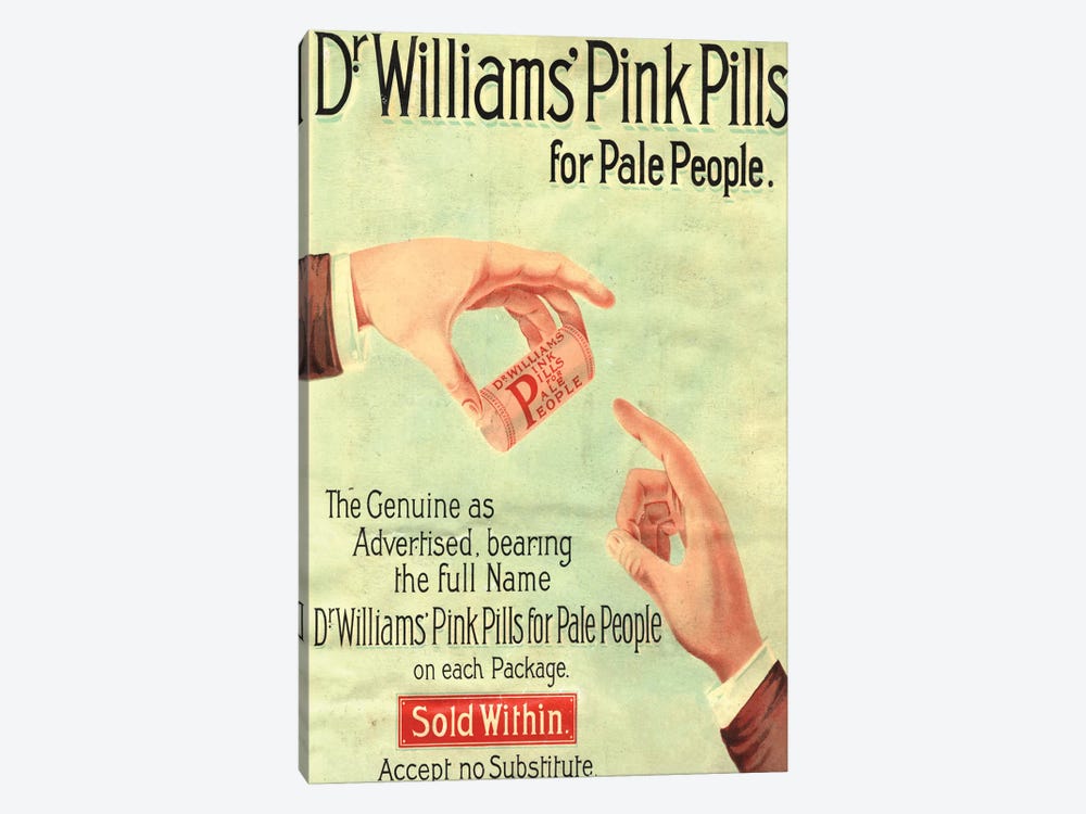 1890s Dr Williams Pink Pills Magazine Advert by The Advertising Archives 1-piece Canvas Art Print