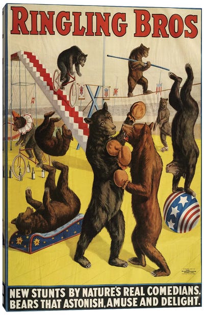 1900s Ringling Bros Circus Poster Canvas Art Print - The Advertising Archives