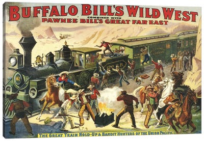 1907 Buffalo Bill's Wild West Show Poster Canvas Art Print - Train Art