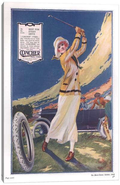 1910s Clincher Magazine Advert Canvas Art Print - The Advertising Archives