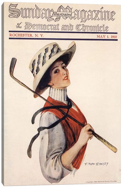 1910s Sunday Magazine Cover Canvas Art Print - Golf Art