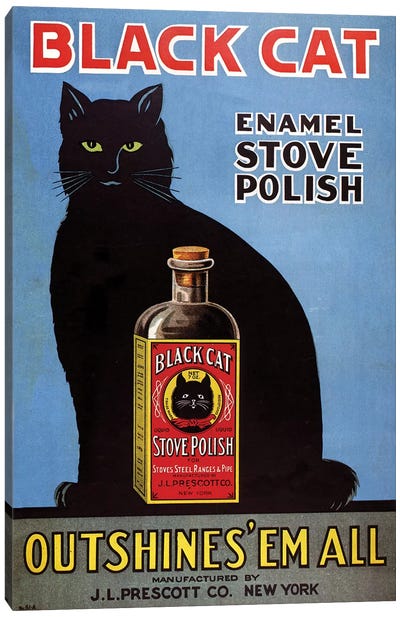 1920s Black Cat Enamel Magazine Advert Canvas Art Print - The Advertising Archives