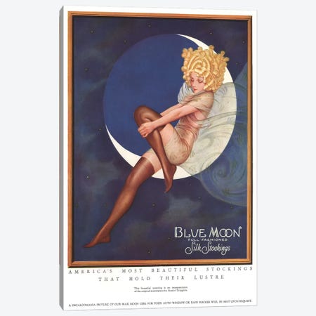 1920s Blue Moon Silk Stockings Magazine Advert Canvas Print #TAA226} by The Advertising Archives Canvas Art
