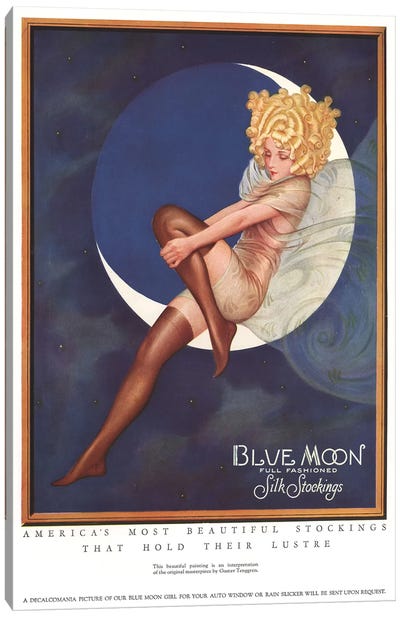 1920s Blue Moon Silk Stockings Magazine Advert Canvas Art Print - The Advertising Archives