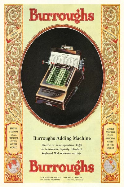 The Advertising Archives: 1920s Burroughs Adding Machine Magazine Advert by The Advertising Archives