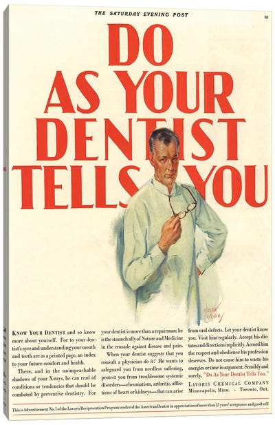 1920s Lavoris Magazine Advert Canvas Art Print - The Advertising Archives