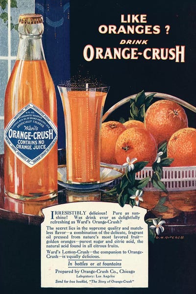 Food & Drink Posters: 1920s Orange Crush Magazine Advert by The Advertising Archives