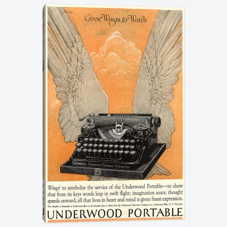 1922 Underwood Typewriter Magazine Advert Canvas Print #TAA244} by The Advertising Archives Canvas Art