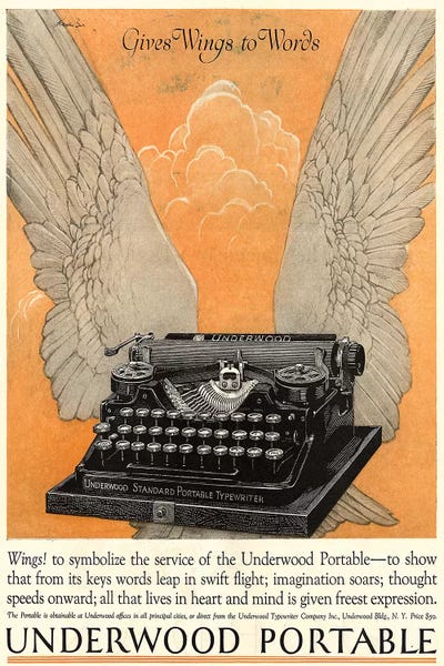 Typewriters: 1922 Underwood Typewriter Magazine Advert by The Advertising Archives