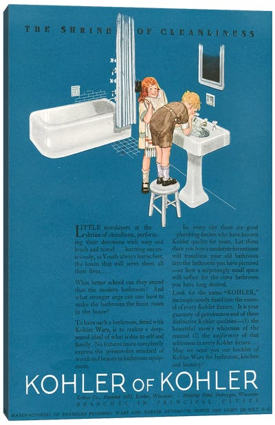 1923 Kohler Magazine Advert Canvas Art Print - The Advertising Archives
