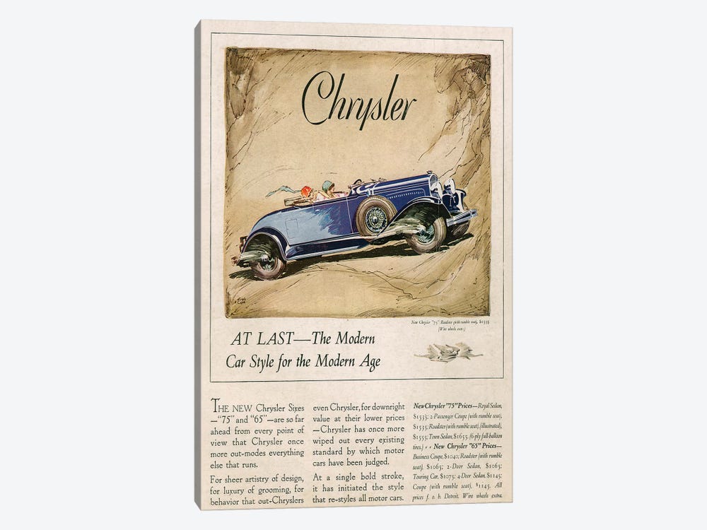 1928 Chrysler Magazine Advert by The Advertising Archives 1-piece Art Print