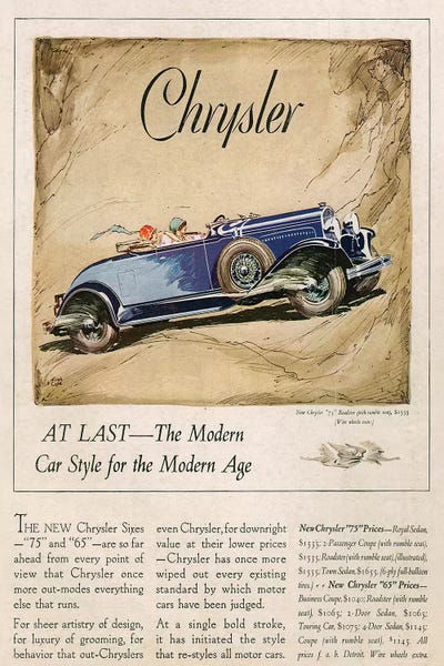 The Advertising Archives: 1928 Chrysler Magazine Advert by The Advertising Archives