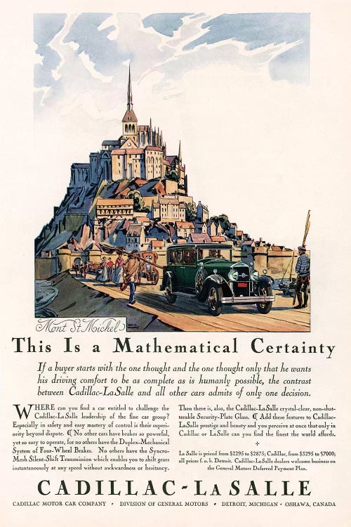 1929 Cadillac Magazine Advert by The Advertising Archives wall art