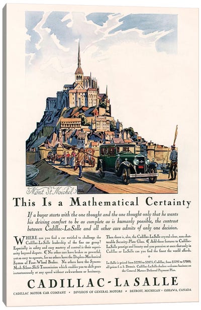 1929 Cadillac Magazine Advert Canvas Art Print - The Advertising Archives