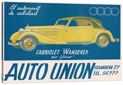 1930s Audi Magazine Advert Canvas Art Print
