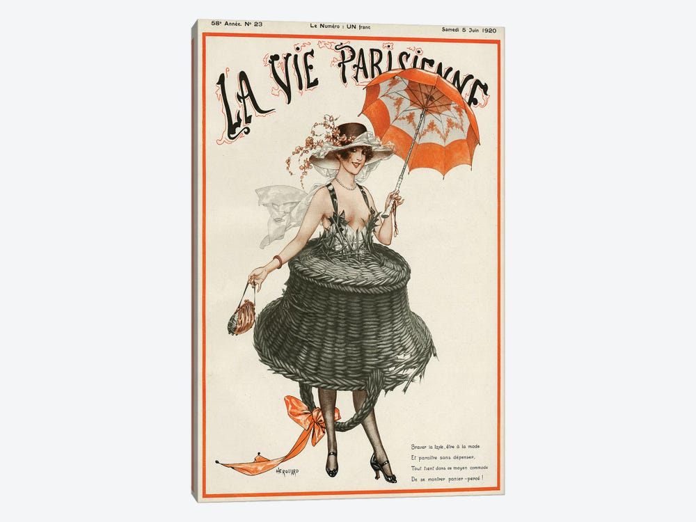 1920 La Vie Parisienne Magazine Cover by Cheri Herouard 1-piece Canvas Art
