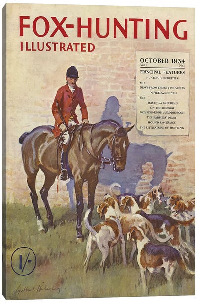1934 Fox-Hunting Illustrated Magazine Cover Canvas Art Print - The Advertising Archives