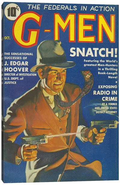 1935 G-Men Magazine Cover Canvas Art Print