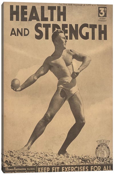 1938 Health And Strength Magazine Cover Canvas Art Print - The Advertising Archives