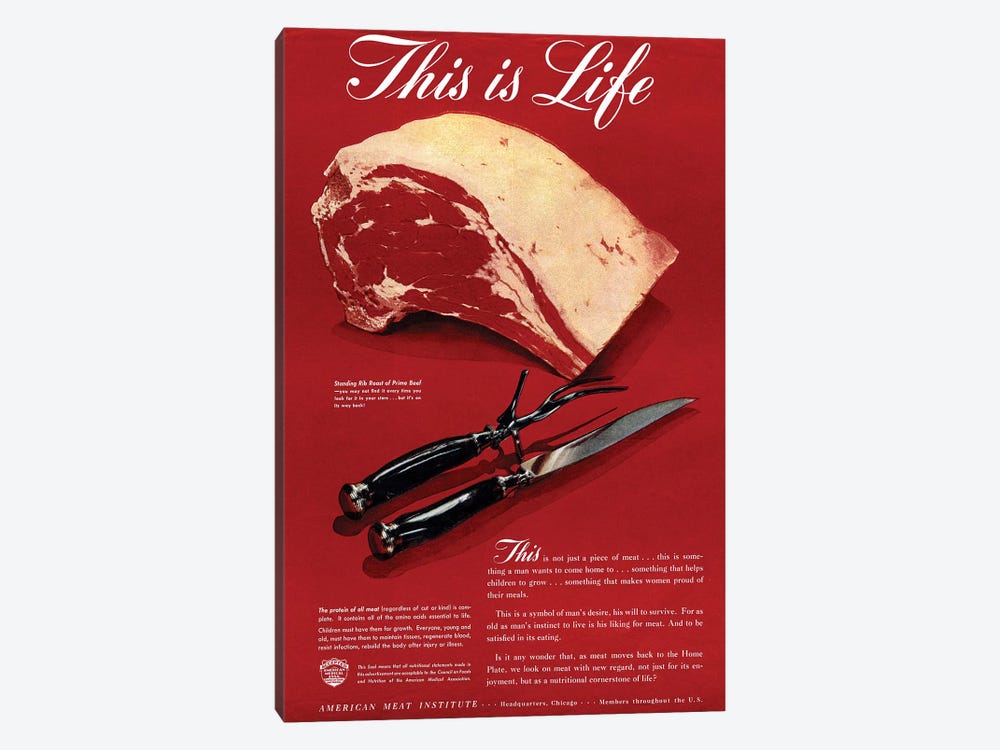 1940s American Meat Institute Beef Magazine Advert by The Advertising Archives 1-piece Canvas Print