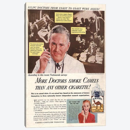 1940s Camel Cigarettes Magazine Advert Canvas Print #TAA270} by The Advertising Archives Canvas Art