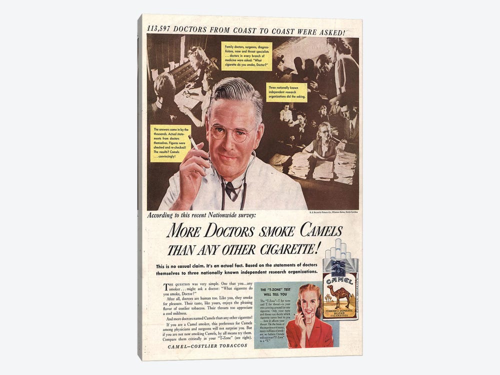 1940s Camel Cigarettes Magazine Advert by The Advertising Archives 1-piece Canvas Art Print
