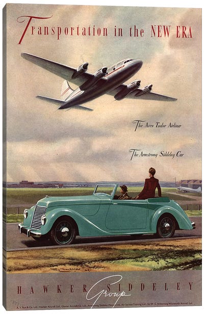 1940s Hawker Siddeley Aviation Cars Magazine Advert Canvas Art Print - Airplane Art