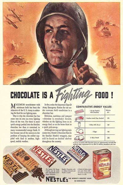 1940s Nestle Chocolate Magazine Advert by The Advertising Archives framed wall art