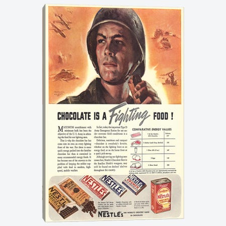 1940s Nestle Chocolate Magazine Advert Canvas Print #TAA272} by The Advertising Archives Canvas Art
