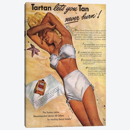 1940s Tartan Sunscreen Magazine Advert Canvas Print #TAA273} by The Advertising Archives Canvas Wall Art