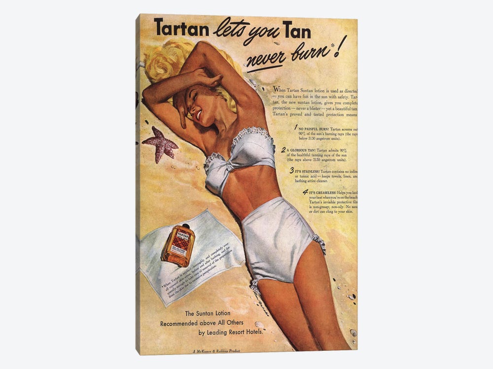 1940s Tartan Sunscreen Magazine Advert by The Advertising Archives 1-piece Canvas Artwork