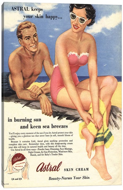 1950s Astral Skin Cream Magazine Advert Canvas Art Print