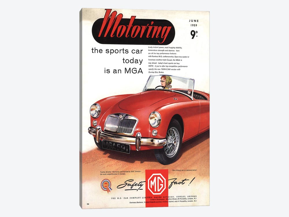 1950s MG Convertible Magazine Advert by The Advertising Archives 1-piece Canvas Art Print