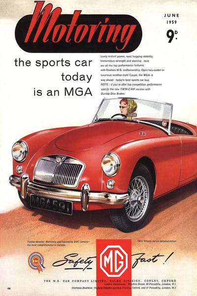 The Advertising Archives: 1950s MG Convertible Magazine Advert by The Advertising Archives