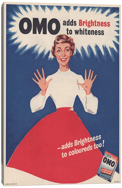 1950s Omo Detergent Magazine Advert Canvas Art Print - Historical Fashion Art