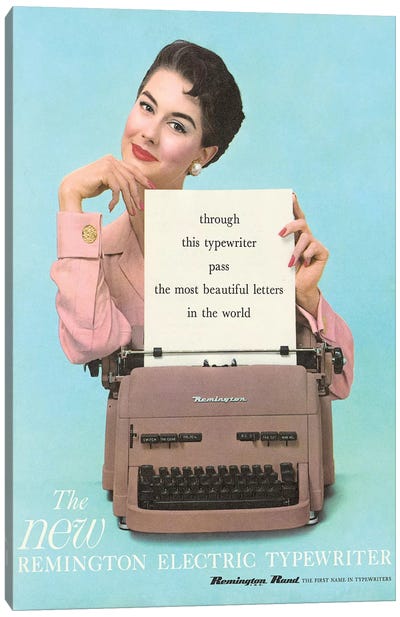 1950s Remington Typewriter Advert Canvas Art Print - Antique & Collectible Art