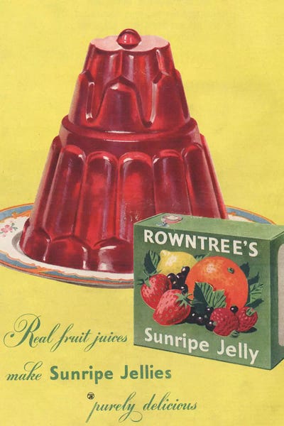 Vintage Kitchen Posters: 1950s Rowntree's Sunripe Jelly Magazine Advert by The Advertising Archives
