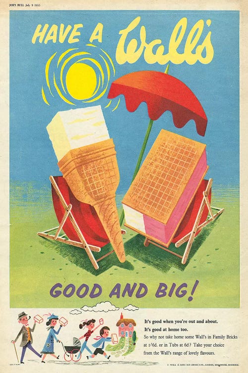 1950s Walt's Ice Cream Magazine Advert by The Advertising Archives wall art