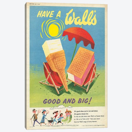 1950s Walt's Ice Cream Magazine Advert Canvas Print #TAA282} by The Advertising Archives Canvas Art Print