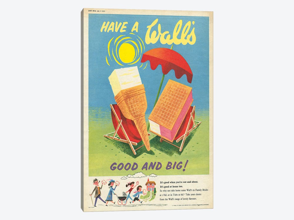 1950s Walt's Ice Cream Magazine Advert 1-piece Canvas Artwork